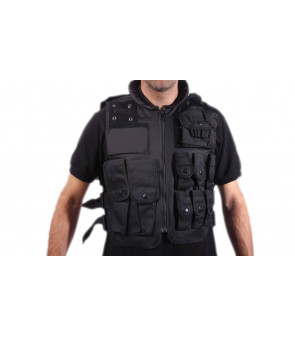 Delta Tactics Gilet Tactique SWAT Multipoches Noir